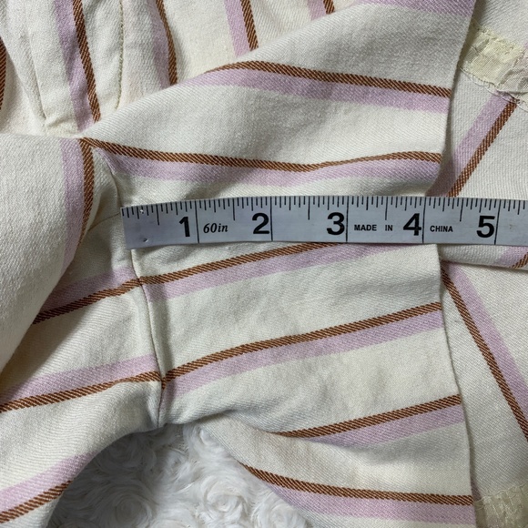 Anthropologie Edisto Paperbag-Waisted Linen Blend Striped Shorts Sz 2 - Picture 10 of 10